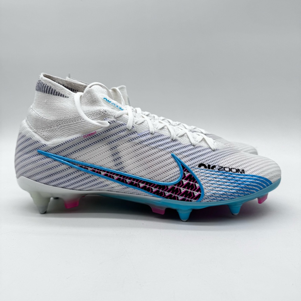 Nike Zoom Mercurial Superfly 9 Elite Sg Pro Ac White-Blue Sz 9 [FD0246-146] - Picture 2 of 8